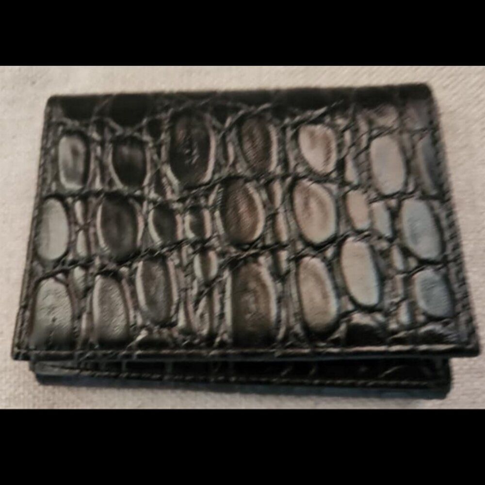 Bosca - Tri-fold Crocodile Skin Embossed Wallet - BLK - NWTs